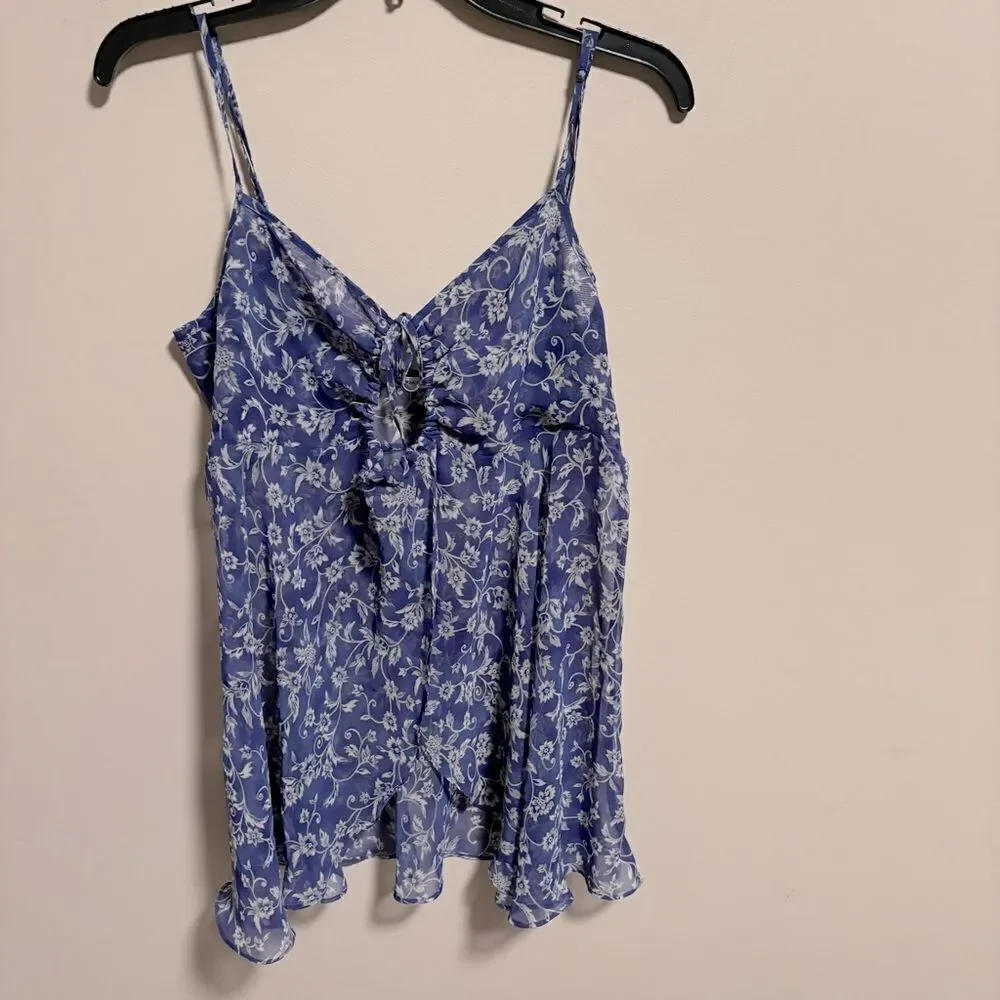 Victoria’s Secret Y2K 90s Ditsy Floral Tie Front Babydoll Top- Size Medium